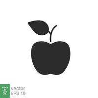 icône de pomme. style solide simple. fruit avec le symbole de la feuille. illustration vectorielle de glyphe isolée sur fond blanc. ep 10. vecteur