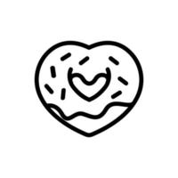 illustration de contour vectoriel icône beignet en forme de coeur
