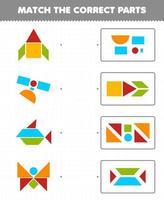 jeu éducatif pour les enfants associer les bonnes pièces formes géométriques 7 cercle carré triangle trapèze parallélogramme rectangle feuille de calcul imprimable vecteur