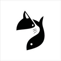 modèle de logo de chat et de poisson pour les entreprises de nourriture pour animaux de compagnie. signe et symbole pour animaux de compagnie. vecteur