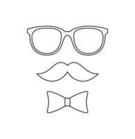 coloriage avec moustache, noeud papillon et lunettes pour enfants vecteur