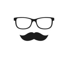 moustache et lunettes isolé sur fond blanc vecteur
