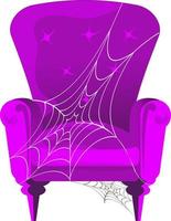 accessoires d'halloween. illustration vectorielle toile de sorcière fauteuil violet .isolé. vecteur