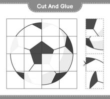 couper et coller, couper des parties de ballon de football et les coller. jeu éducatif pour enfants, feuille de calcul imprimable, illustration vectorielle vecteur