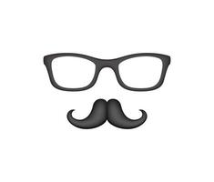 moustache et lunettes isolé sur fond blanc vecteur