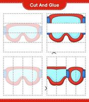 couper et coller, couper des parties de lunettes et les coller. jeu éducatif pour enfants, feuille de calcul imprimable, illustration vectorielle vecteur