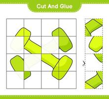 couper et coller, couper des parties d'haltère et les coller. jeu éducatif pour enfants, feuille de calcul imprimable, illustration vectorielle vecteur