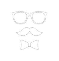 feuille de travail de traçage de la moustache, du nœud papillon et des lunettes pour les enfants vecteur