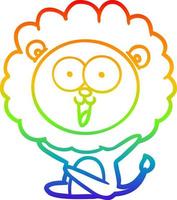 ligne de gradient arc-en-ciel dessinant un lion de dessin animé heureux vecteur