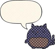 chat de dessin animé et bulle de dialogue dans le style de la bande dessinée vecteur