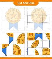 couper et coller, couper des parties de trophée et les coller. jeu éducatif pour enfants, feuille de calcul imprimable, illustration vectorielle vecteur