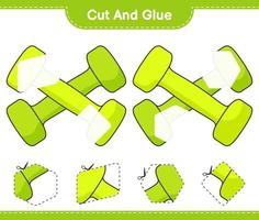 couper et coller, couper des parties d'haltère et les coller. jeu éducatif pour enfants, feuille de calcul imprimable, illustration vectorielle vecteur