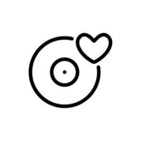 vecteur d'icône de coeur de vinyle. illustration de symbole de contour isolé