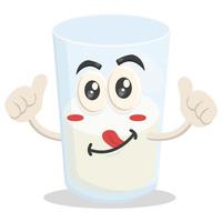 mascotte de dessin animé de lait en verre vecteur