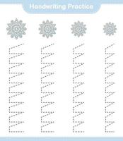 pratique de l'écriture manuscrite. tracer des lignes de flocon de neige. jeu éducatif pour enfants, feuille de calcul imprimable, illustration vectorielle vecteur