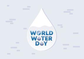 fond de bannière affiche journée mondiale de l'eau avec goutte d'eau sur la couleur grise vecteur