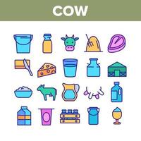 vecteur d'icônes de collection d'animaux d'élevage de vaches