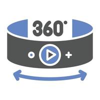 Style d'icône vidéo à 360 degrés vecteur