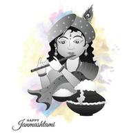 joyeux janmashtami ou dahi handi carte de voeux fond de célébration vecteur