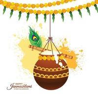 joyeux festival janmashtami illustration de la célébration de dahi handi vecteur