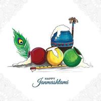 joyeux festival janmashtami illustration du fond de célébration de dahi handi vecteur