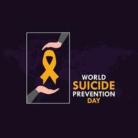 journée mondiale de la prévention du suicide, concept du 10 septembre avec ruban de sensibilisation. illustration vectorielle colorée. vecteur