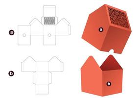 bol en forme de maison avec modèle découpé au pochoir et maquette 3d vecteur