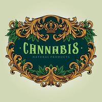cadre élégant illustrations de fleurs de cannabis vintage vecteur