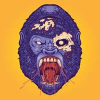 illustrations effrayantes de singe gorille zombie en colère vecteur