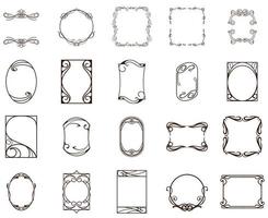 ensemble de cadre vintage de conception de cadre de calligraphie tourbillonnant sur des bordures rétro de modèle, bordure décorative, cartes de voeux de luxe, illustration vectorielle vecteur