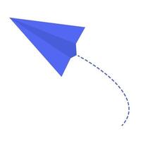 avion en papier avec une trajectoire de vol. image abstraite de l'envoi d'un message. style plat. illustration vectorielle vecteur