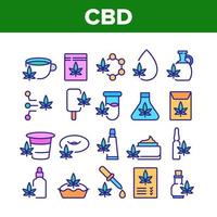 icônes de collection de produits de cannabis cbd set vector