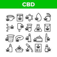 icônes de collection de produits de cannabis cbd set vector