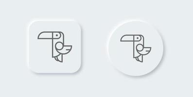 icône de ligne toucan dans un style de conception néomorphique. illustration vectorielle de logo oiseau simple. vecteur