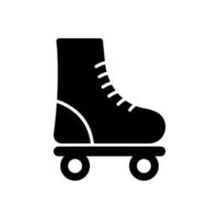 icône de silhouette noire de patin à roulettes. pictogramme de glyphe de chaussures de rouleau de remise en forme de roue. symbole plat de patinage d'exercice d'été. exercice sportif activité récréative amusante. illustration vectorielle isolée. vecteur
