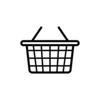 icône de silhouette noire de supermarché de panier de magasin. épicerie acheter panier pictogramme de glyphe de marché. symbole plat de chariot vide de produit alimentaire à la main. sac signe internet de vente au détail. illustration vectorielle isolée. vecteur