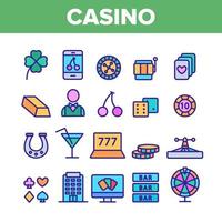 jeu d'icônes vectorielles d'éléments de jeu de couleur de casino vecteur