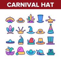 carnaval chapeau festival collection icônes ensemble vecteur