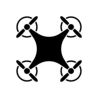 icône de silhouette noire aérienne de drone. quadcopter sur le pictogramme de glyphe de contrôle radio à distance. symbole plat d'hélicoptère militaire sans pilote. signe de caméra photo avion uav. icône de drone. illustration vectorielle isolée. vecteur