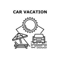 voiture vacances vecteur concept illustration noire
