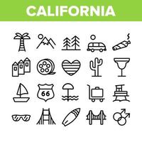 californie collection éléments icônes ensemble vecteur