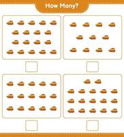 jeu de comptage, combien de bateau. jeu éducatif pour enfants, feuille de calcul imprimable, illustration vectorielle vecteur