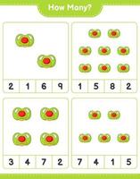 jeu de comptage, combien de tétine. jeu éducatif pour enfants, feuille de calcul imprimable, illustration vectorielle vecteur