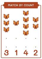 correspondance par nombre de papillons, jeu pour enfants. illustration vectorielle, feuille de calcul imprimable vecteur