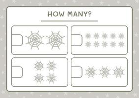 combien de toile d'araignée, jeu pour enfants. illustration vectorielle, feuille de calcul imprimable vecteur