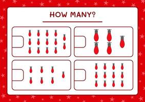 combien de lumières de noël, jeu pour enfants. illustration vectorielle, feuille de calcul imprimable vecteur