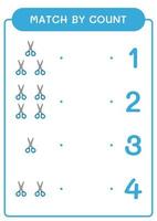 match au compte de ciseaux, jeu pour enfants. illustration vectorielle, feuille de calcul imprimable vecteur