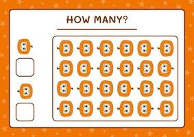 combien de masque de citrouille, jeu pour enfants. illustration vectorielle, feuille de calcul imprimable vecteur