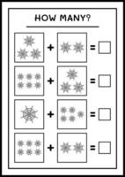 combien de toile d'araignée, jeu pour enfants. illustration vectorielle, feuille de calcul imprimable vecteur