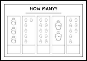 combien de bouteille de potion, jeu pour enfants. illustration vectorielle, feuille de calcul imprimable vecteur